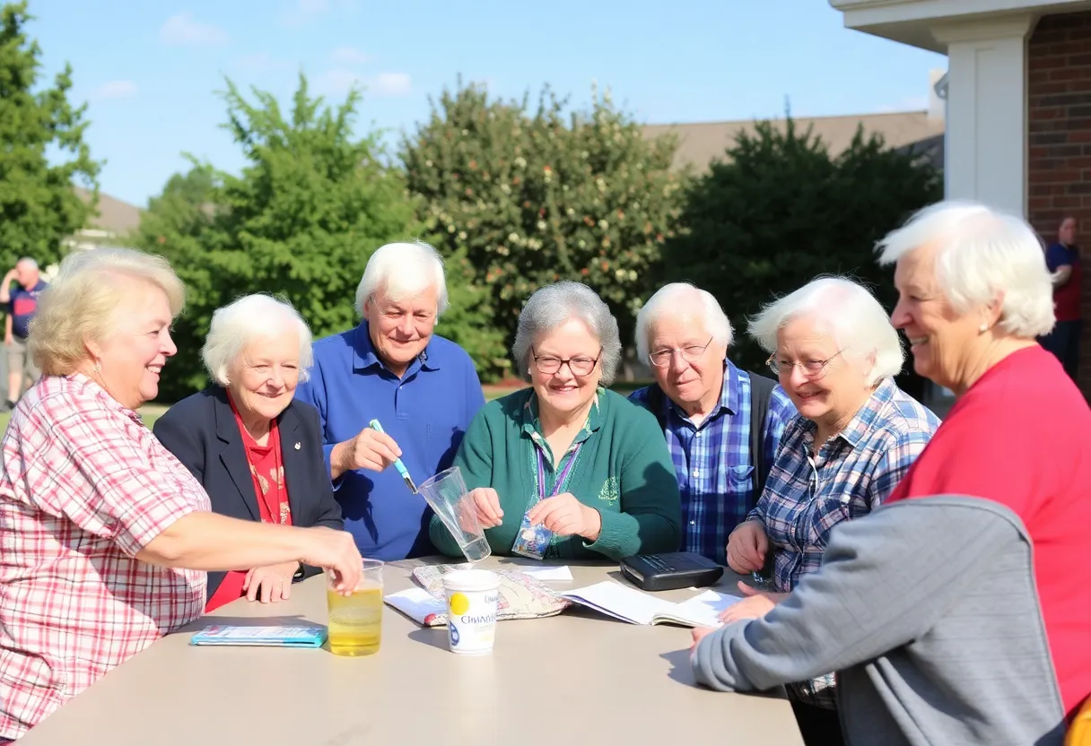 Group of seniors engaging in community activities together.