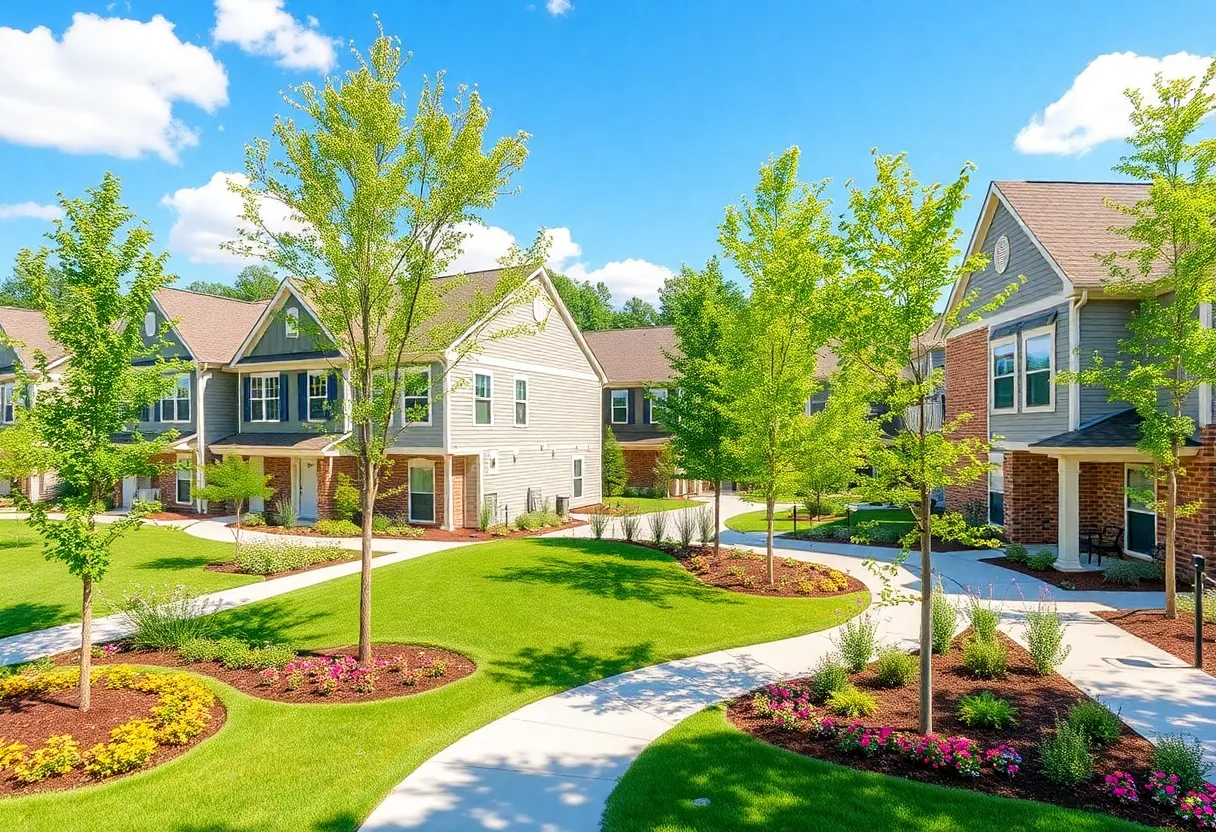 Modern homes with vibrant community parks in Greenville.