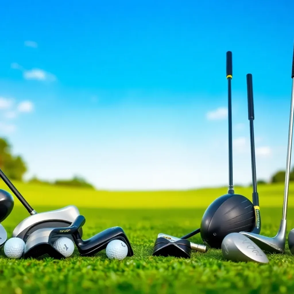 A variety of the best golf clubs of 2024 displayed on a golf course.