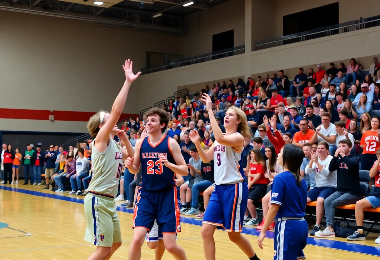 Celebration High School basketball teams competing in a game