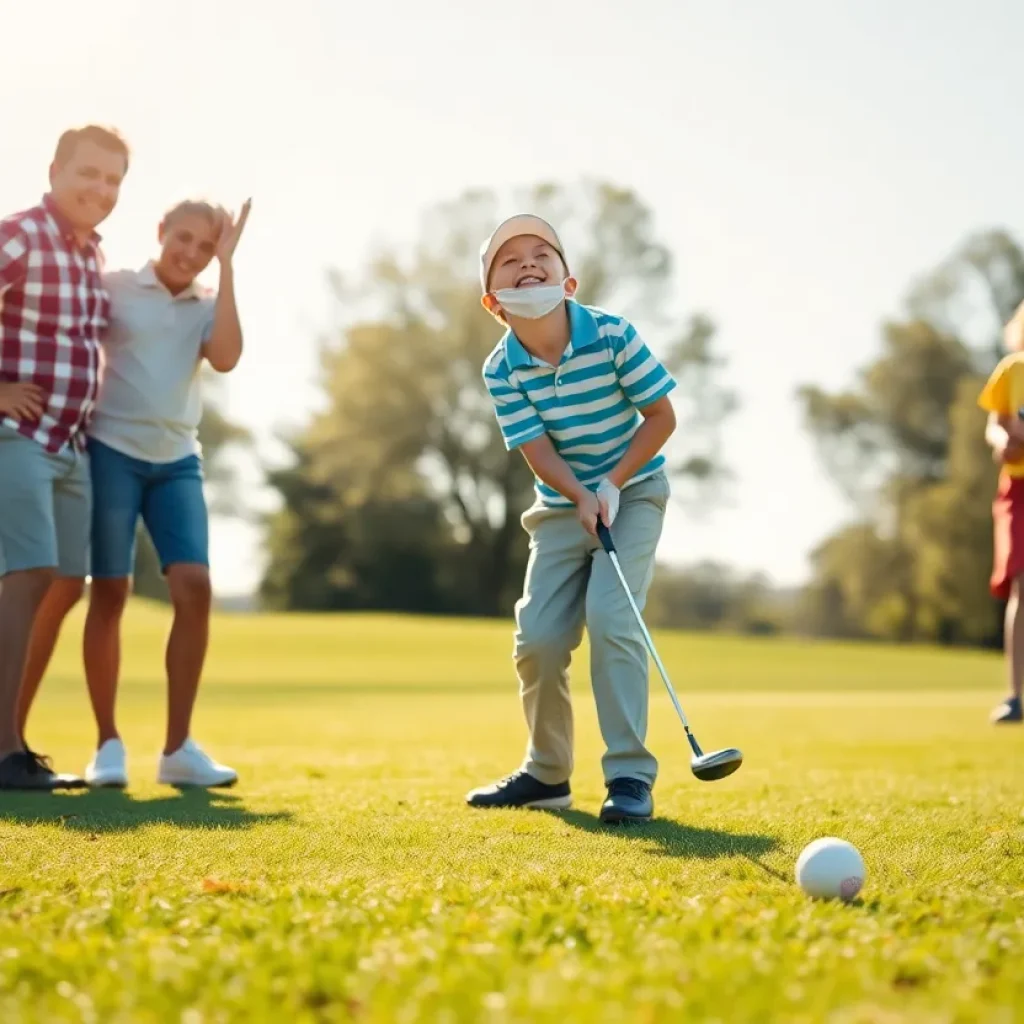Celebration at the golf course after a hole-in-one shot.
