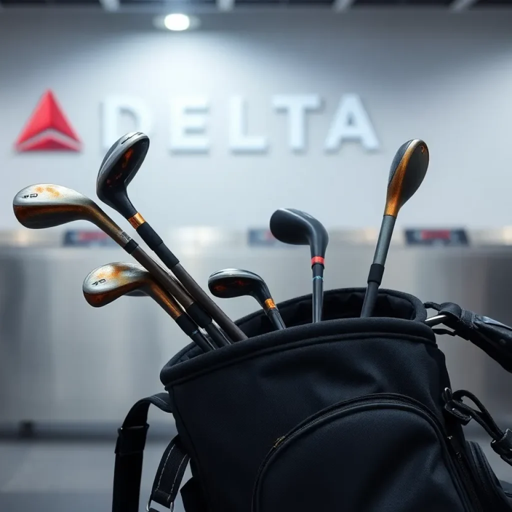 Burned golf bag and clubs after Delta flight mishap