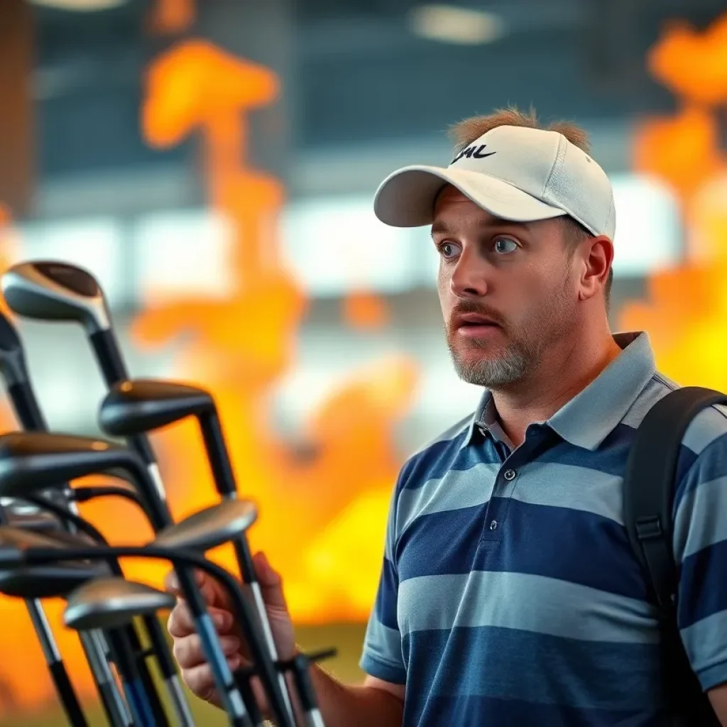 Burned golf clubs caused by airline mishap