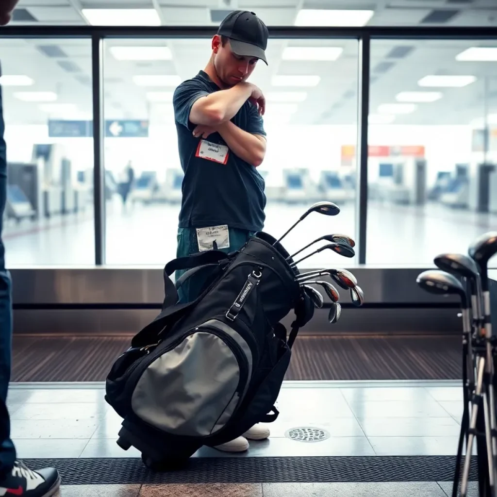 Damaged golf clubs after Delta Air Lines incident