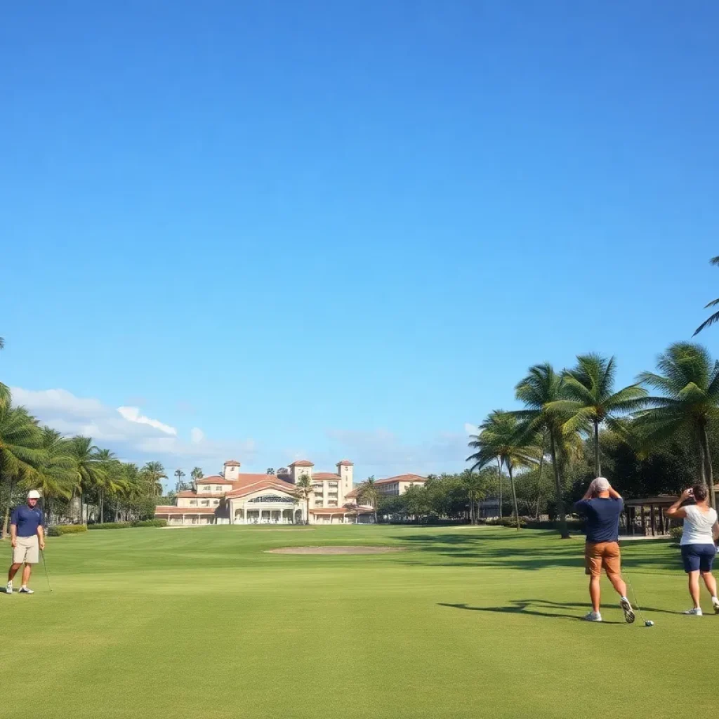 Luxurious golf resort in Florida with manicured greens