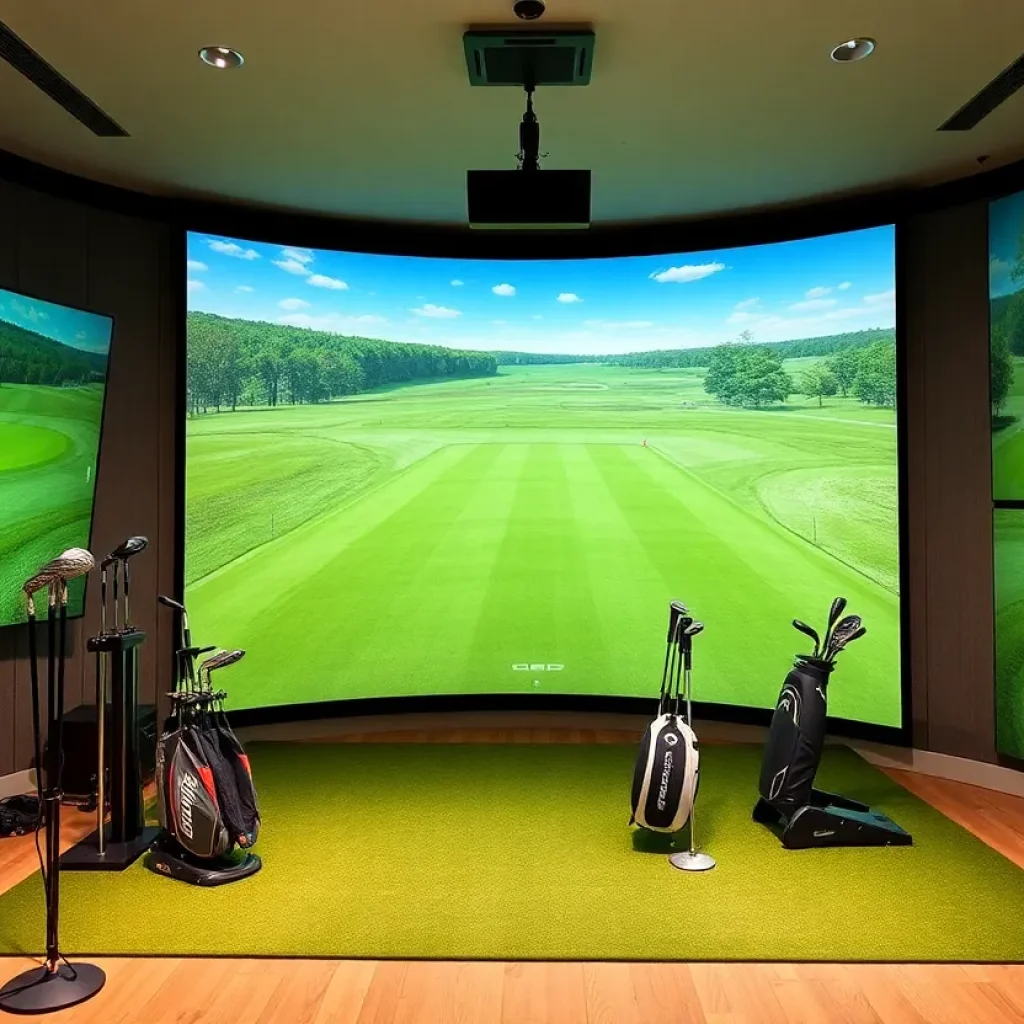 Golf simulator in the Florida Governor's Mansion gym