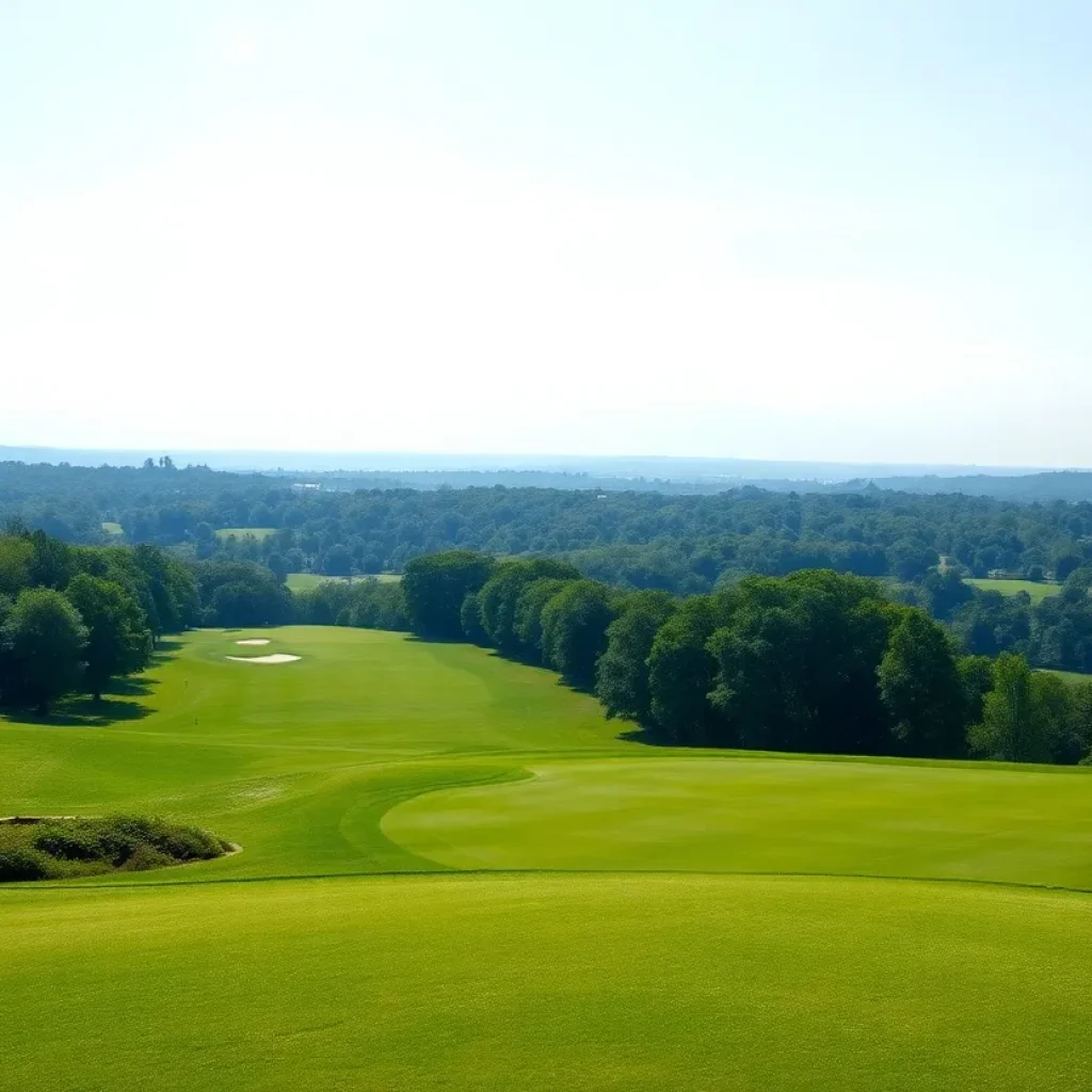 Golfers practicing at a beautiful golf course in India