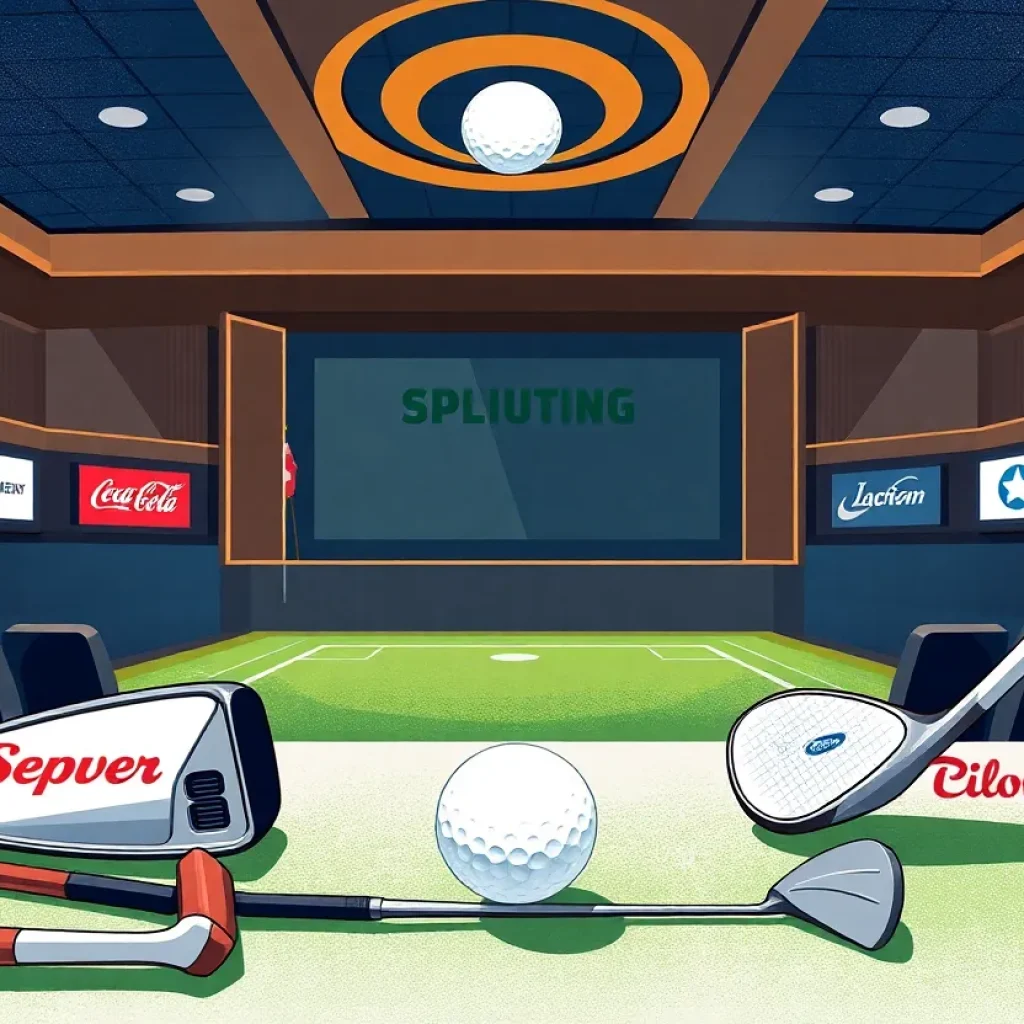 Golf clubs on a course showcasing a legal conflict in golf equipment