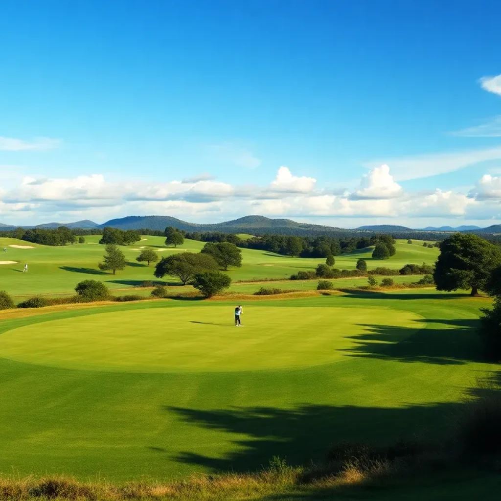 Aerial view of The Honors Course golf course with mountains