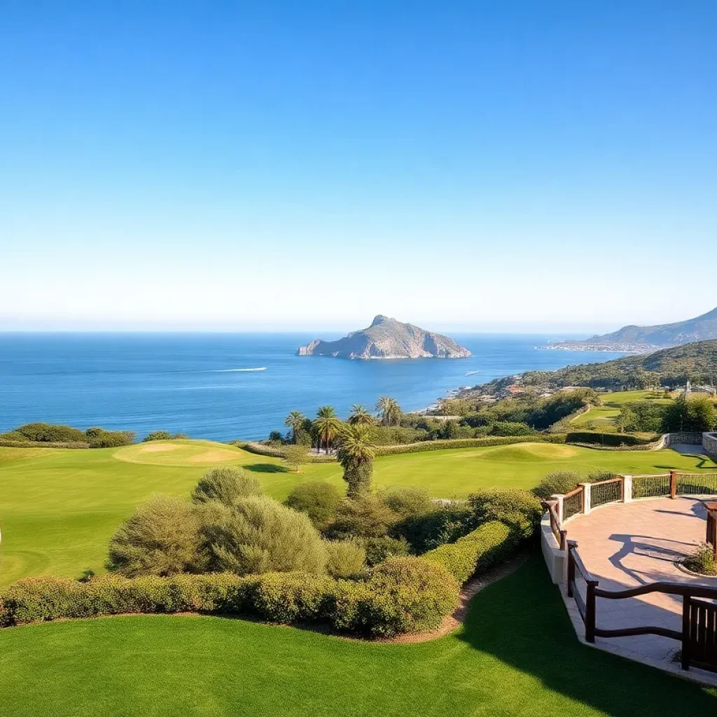 Lush green golf courses at La Hacienda Links Golf Resort with Mediterranean views