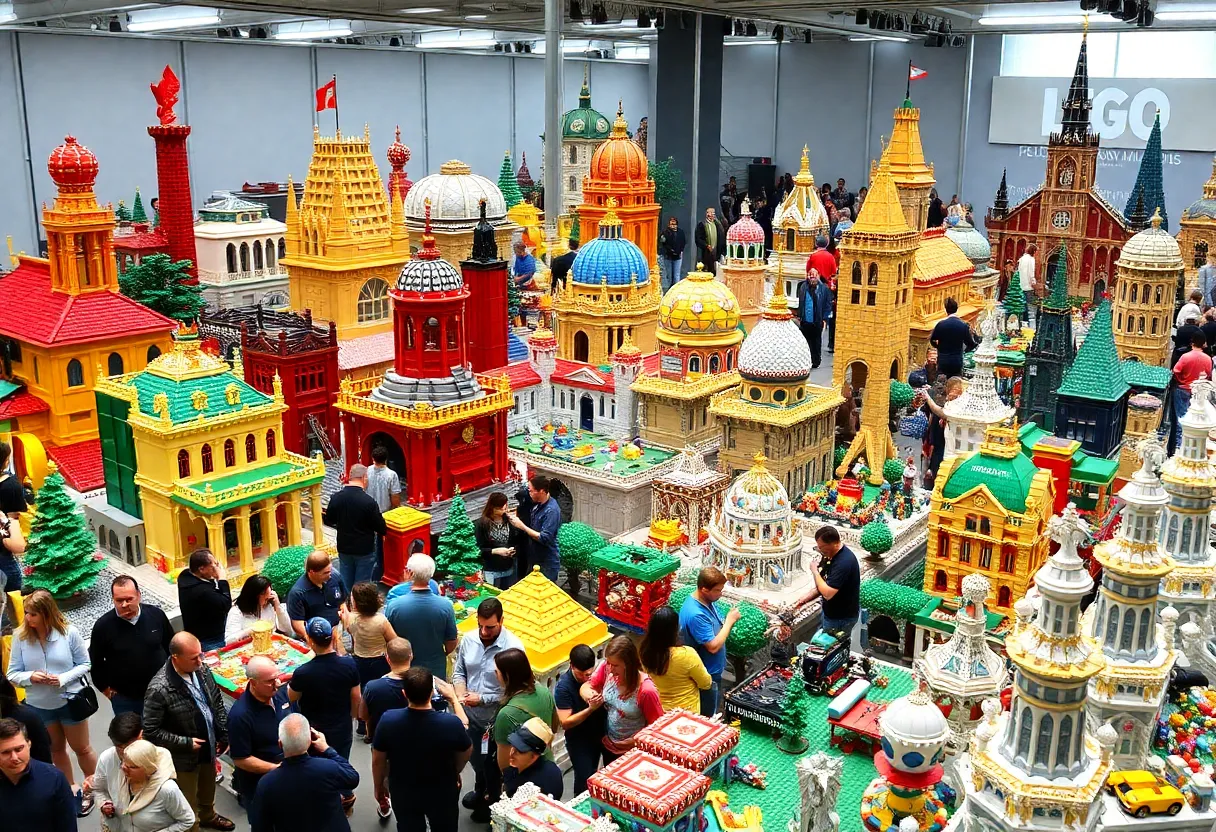 Crowd admiring LEGO displays at the Orlando Brick Convention 2025