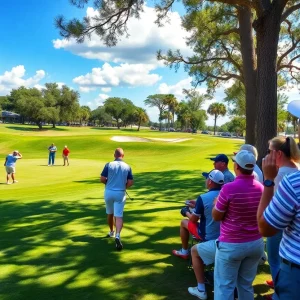 Golfers participating in the Orlando International Amateur tournament on a sunny day.