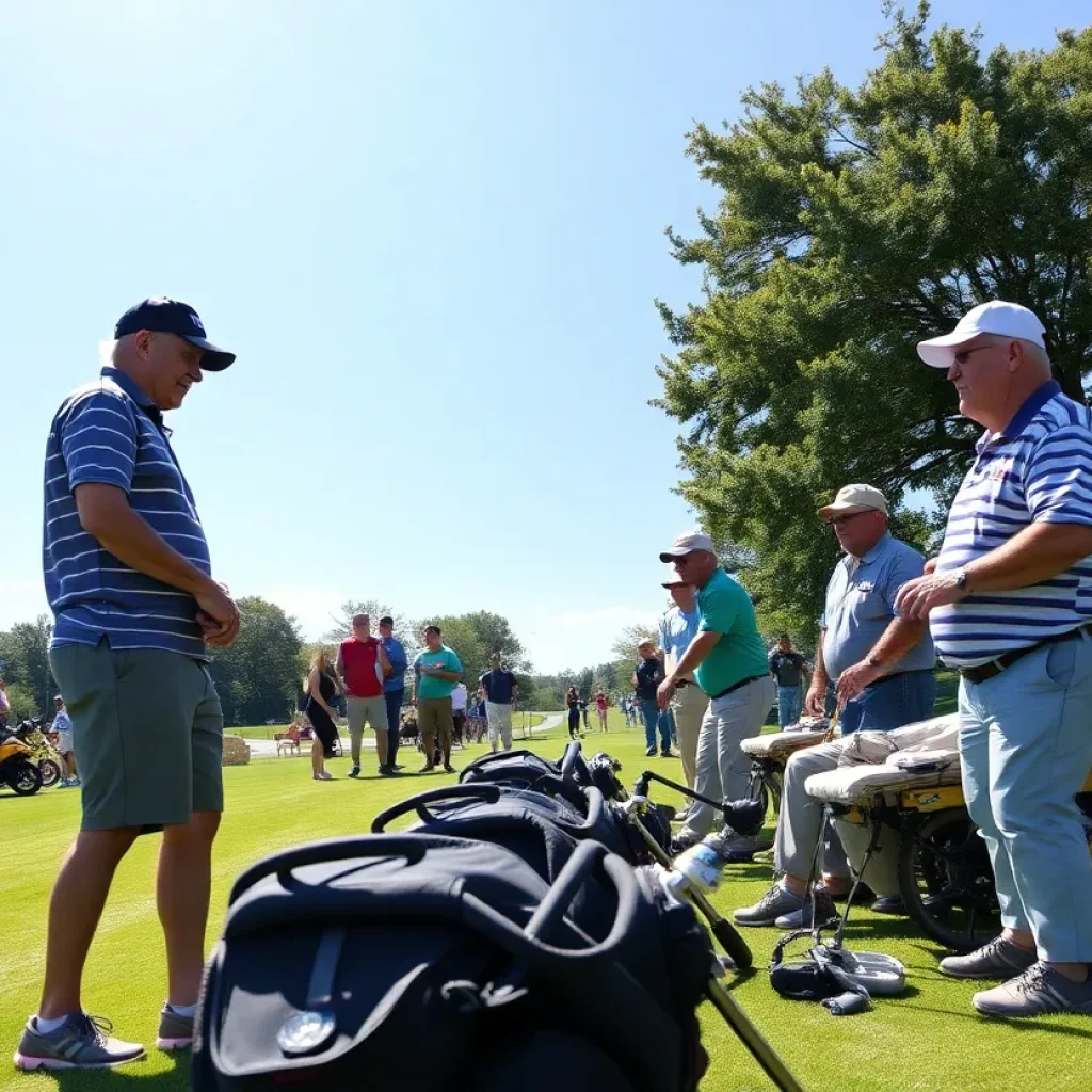 Veterans and civilians participating in a golf tournament in Pace, Florida