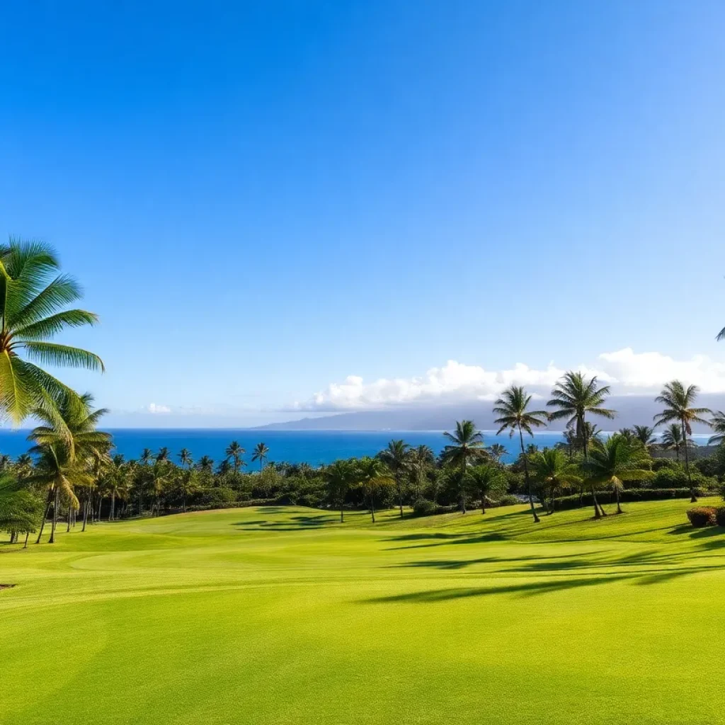 Scenic view of a golf course preparing for The Sentry 2025 tournament in Kapalua.
