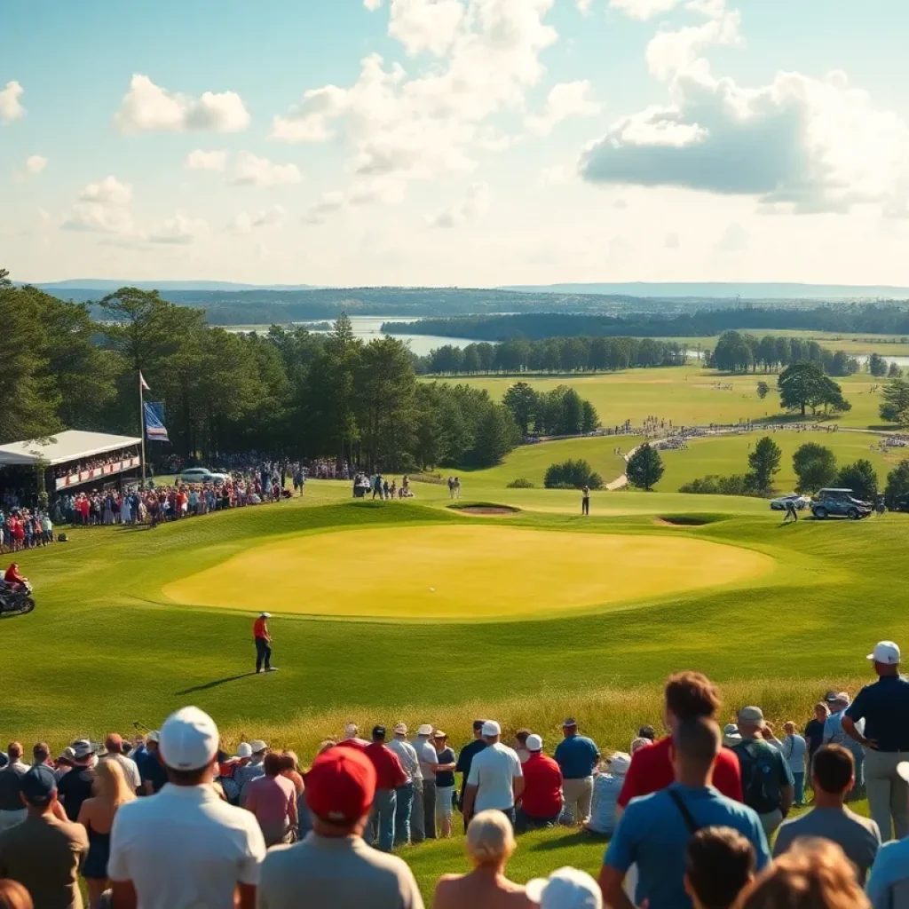 Players and spectators at the Spanish Open golf tournament