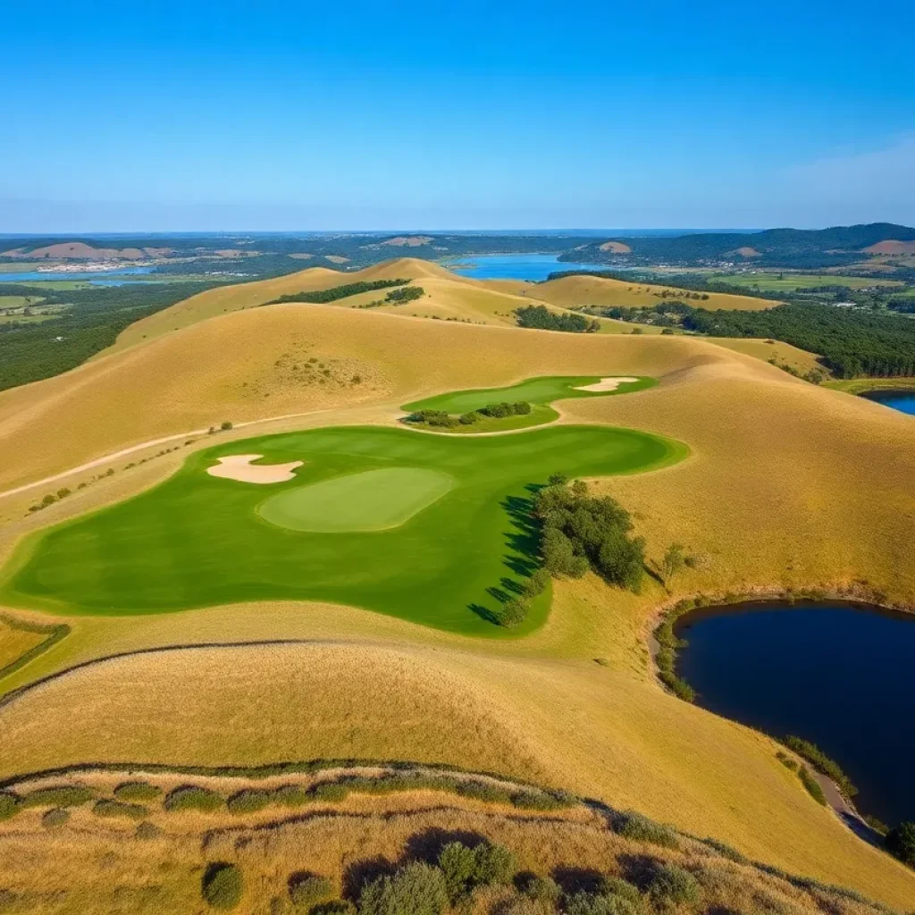 Aerial view of Sutton Bay Golf Course in South Dakota