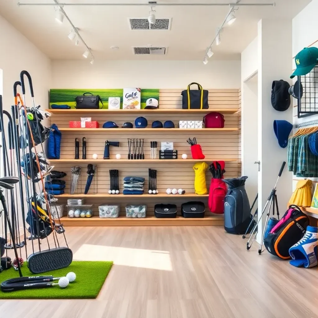 Topgolf Shop displaying golf equipment for beginners