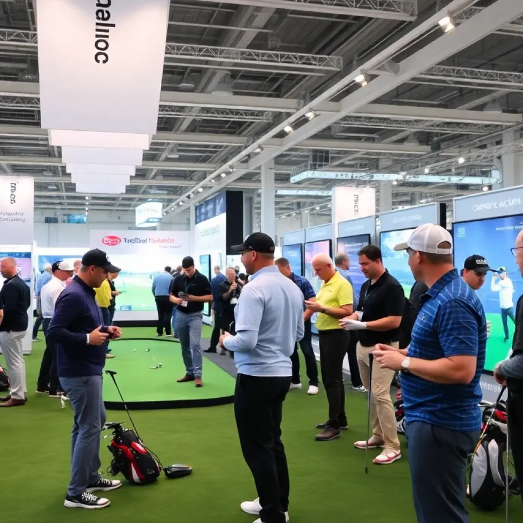 Attendees at the 2025 PGA Show exploring innovative golf technology.