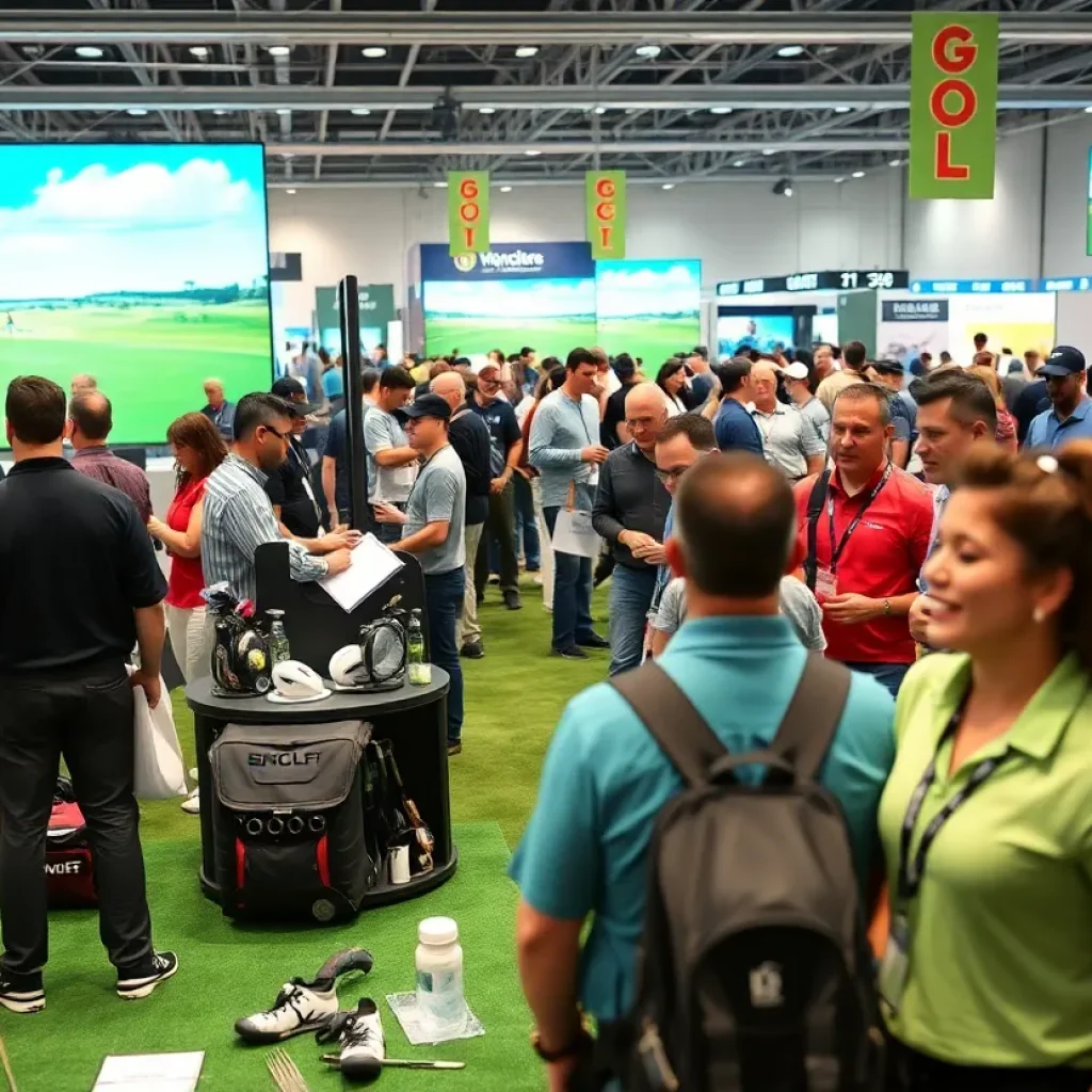 Attendees exploring innovative golf products at the 2025 PGA Show in Orlando.