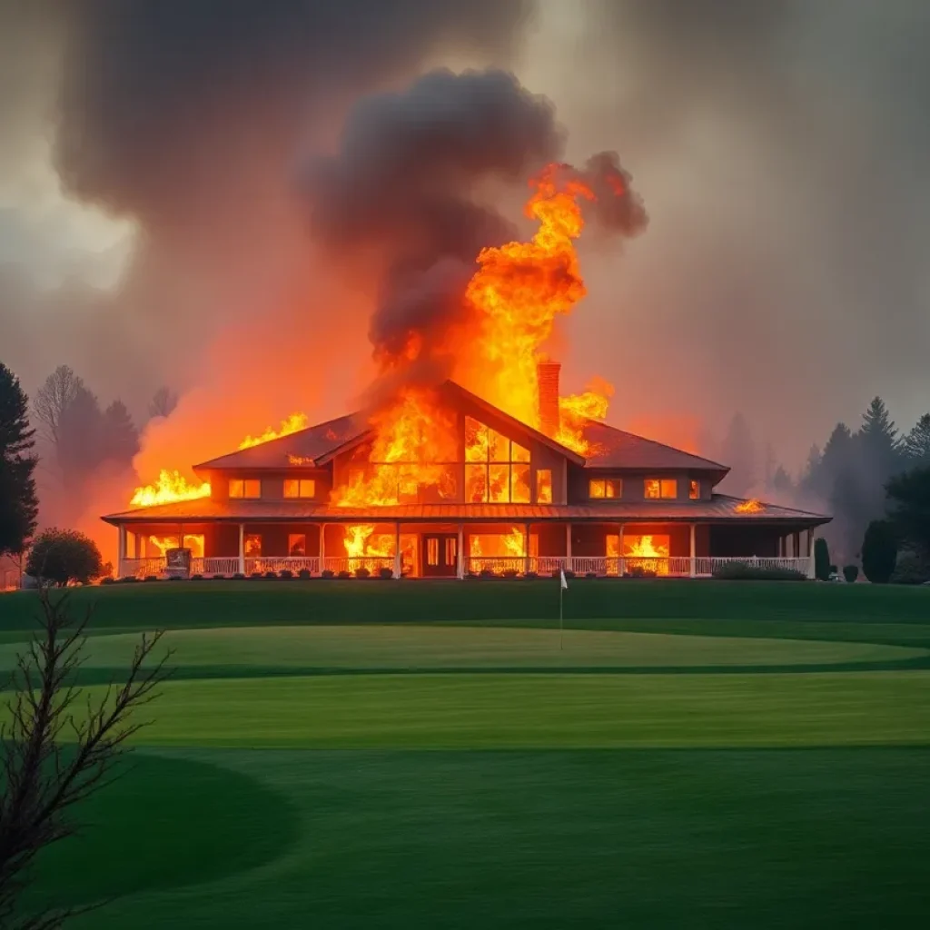 Image showing the remains of the Altadena Golf Course clubhouse damaged by wildfire.
