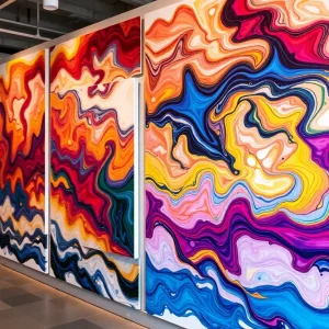 Abstract fluid acrylic painting from 'The Art of Letting Go' exhibit