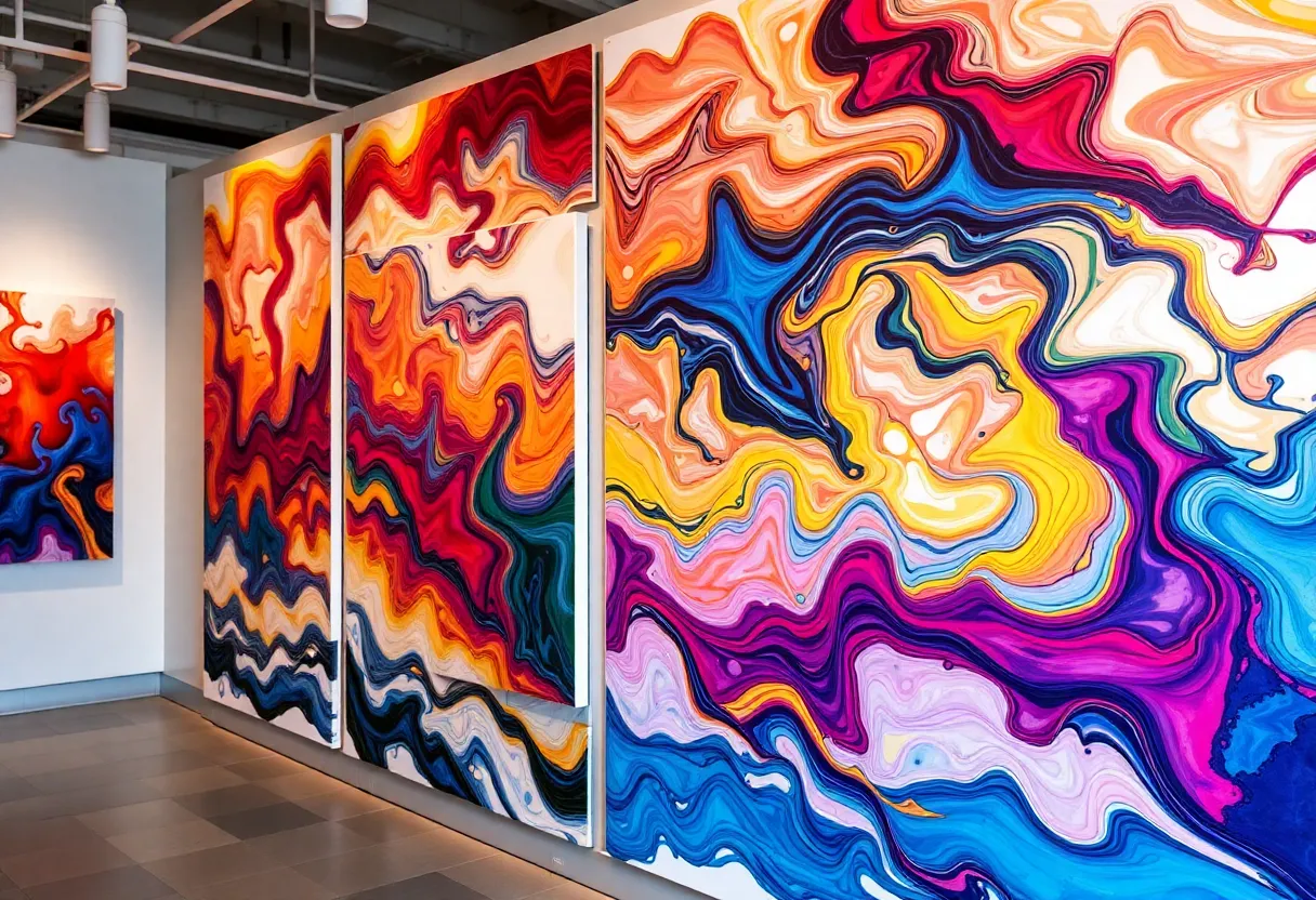 Abstract fluid acrylic painting from 'The Art of Letting Go' exhibit