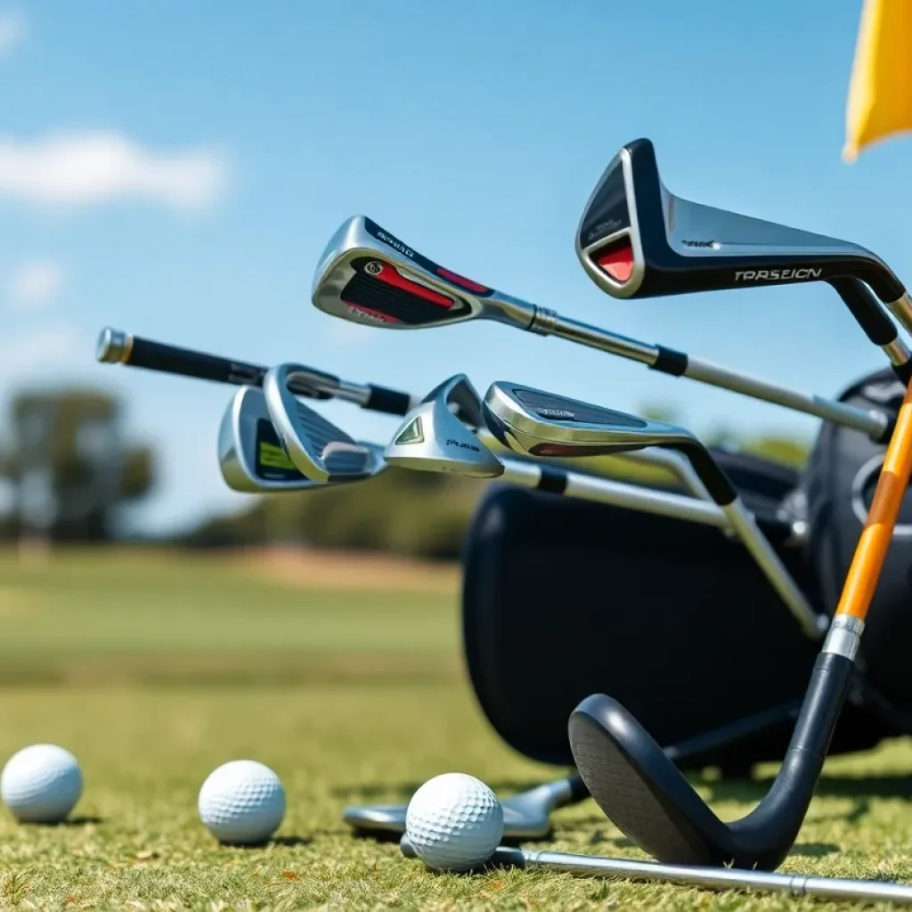Various golf clubs for different skill levels displayed on a golf course