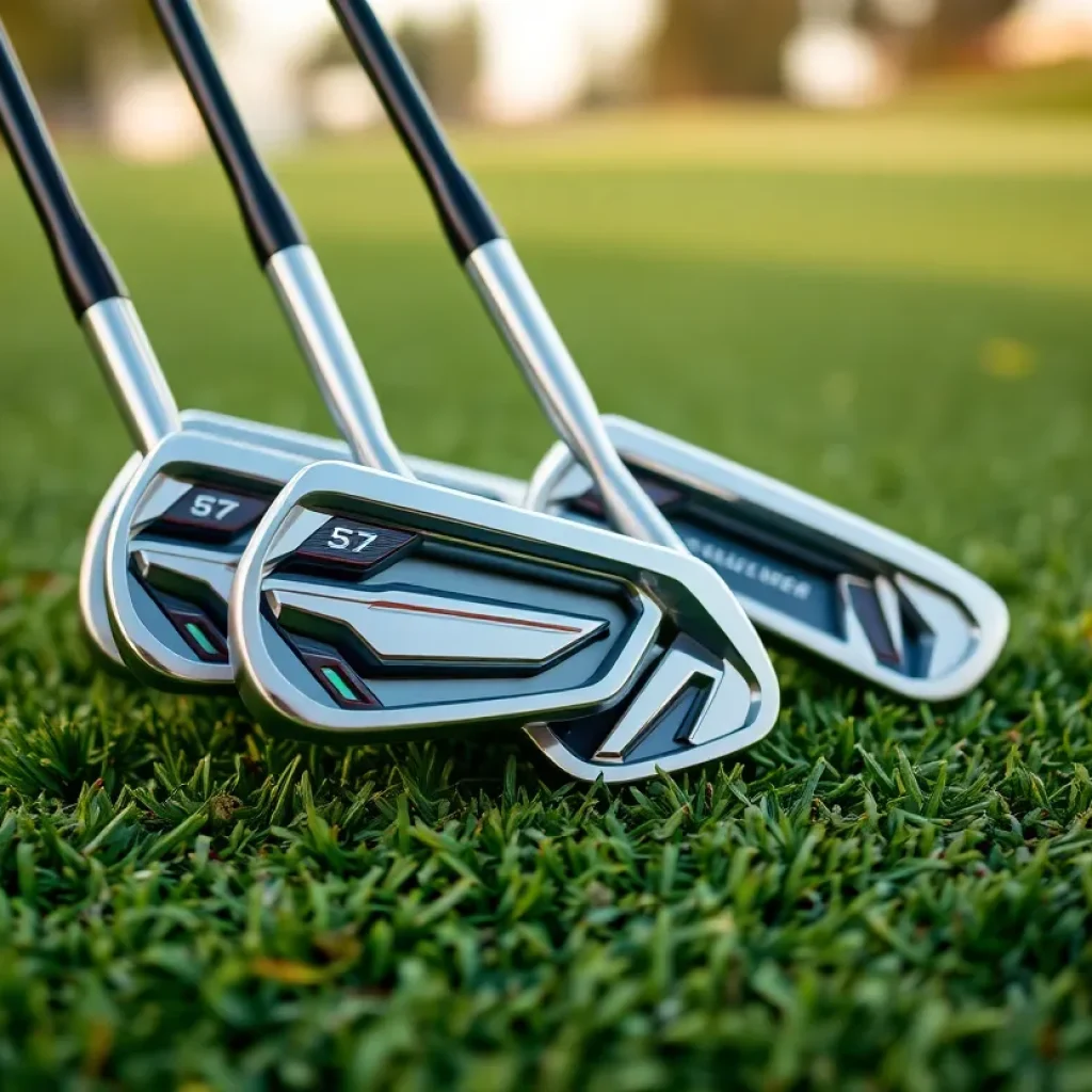 New Callaway Elyte family irons on a golf course