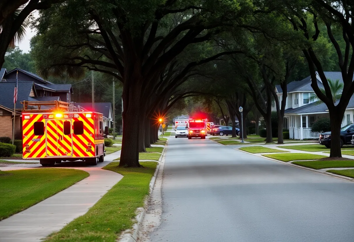 Emergency vehicles at the scene of a hit-and-run in Casselberry, Florida.