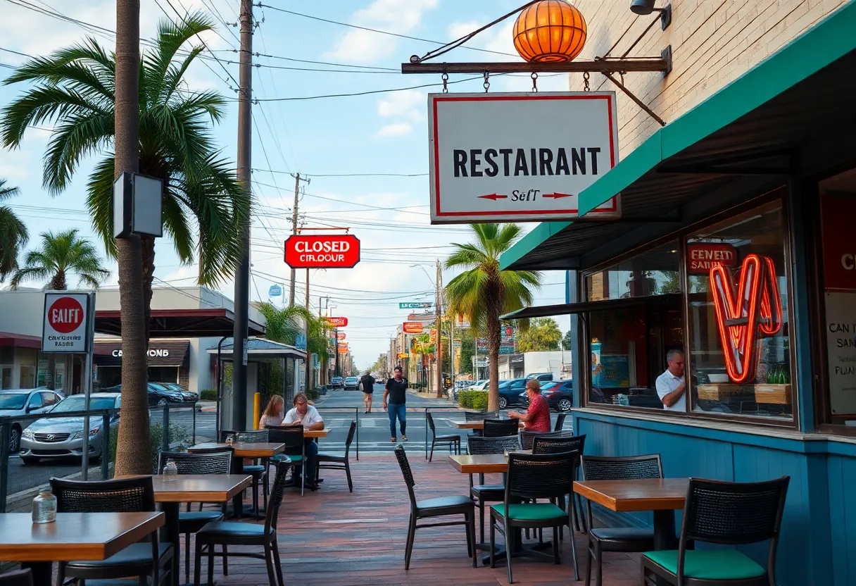 An empty restaurant in Central Florida with a closed sign, evoking a sense of loss in the local dining community.