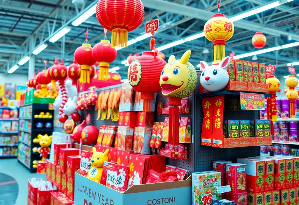 Lunar New Year decorations and offerings at Costco