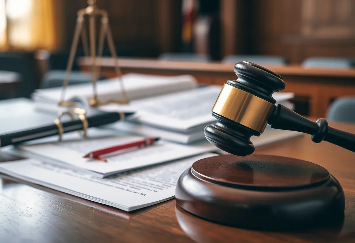 Courtroom Scene Representing Justice