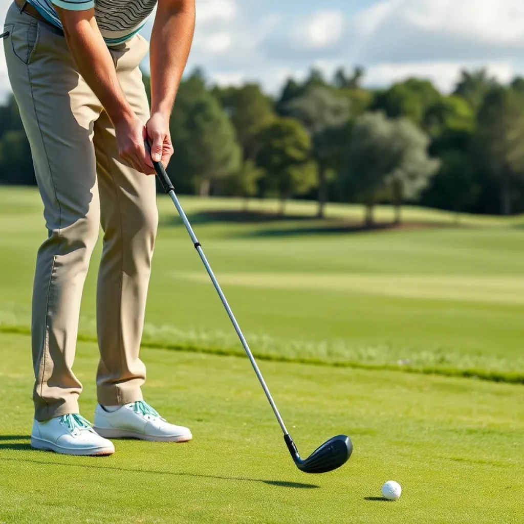Golfer Thomas Detry preparing for a tournament with golf clubs and gear.