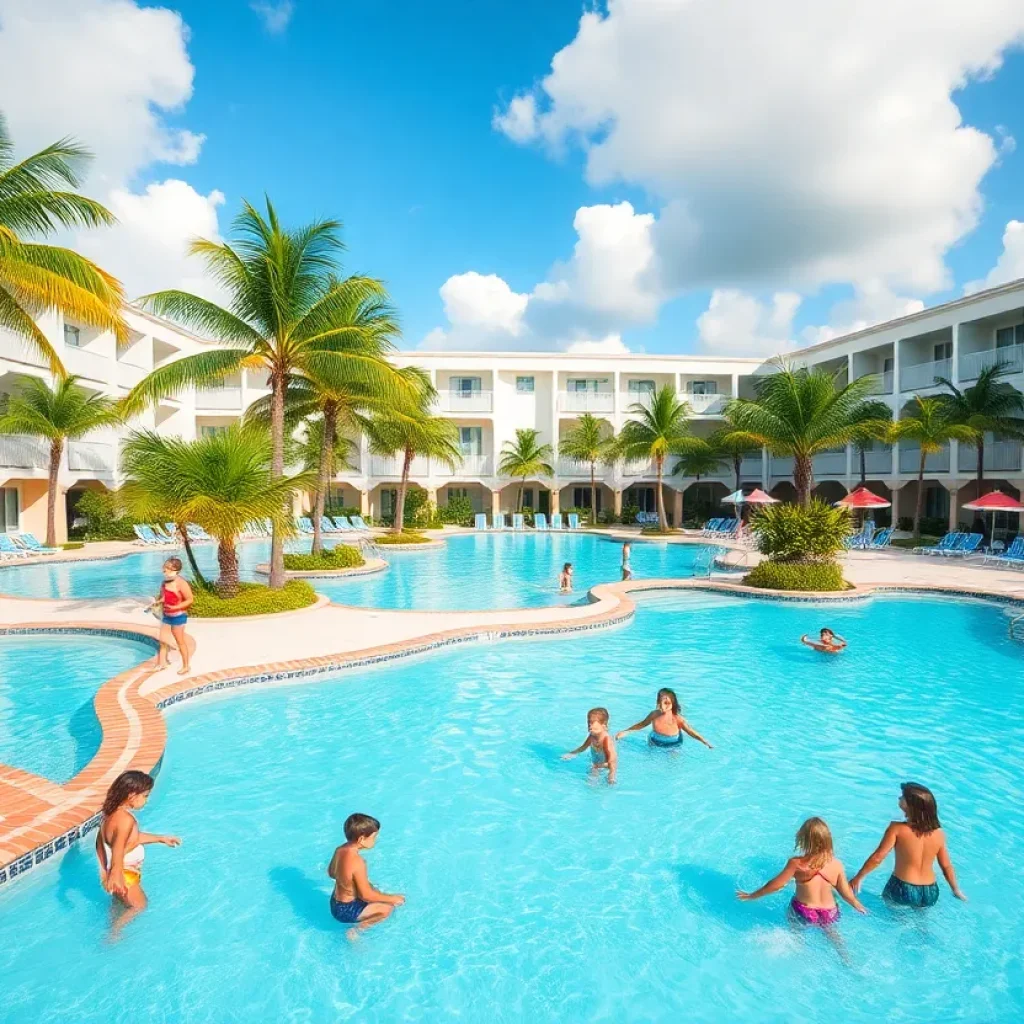 A family enjoying vacation at a resort in Florida.