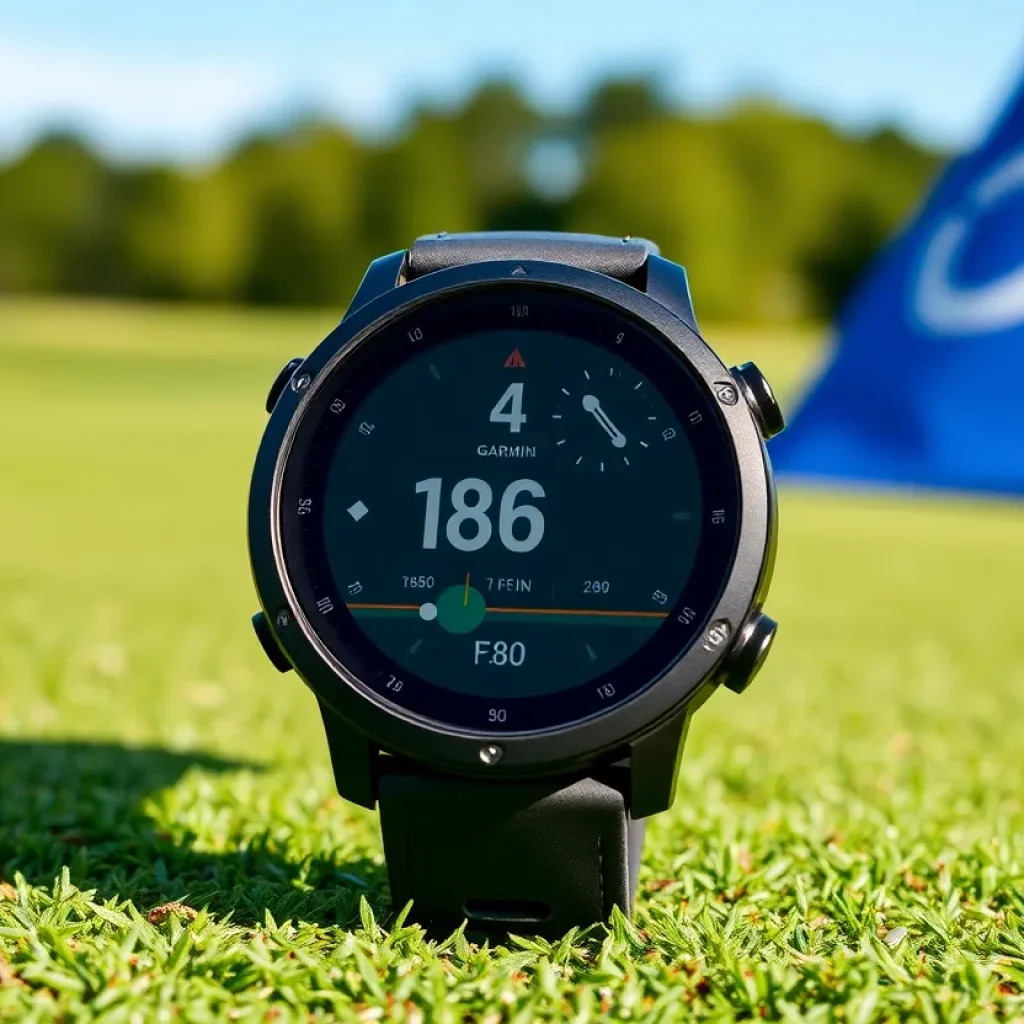 Garmin Approach S62 golf GPS watch on a golf course