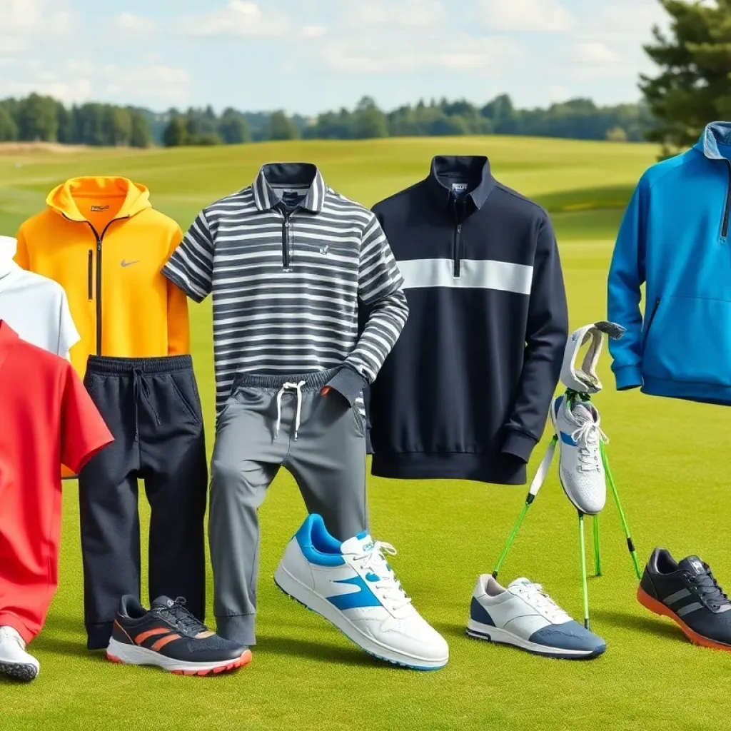 Golfers in stylish apparel on a sunny golf course