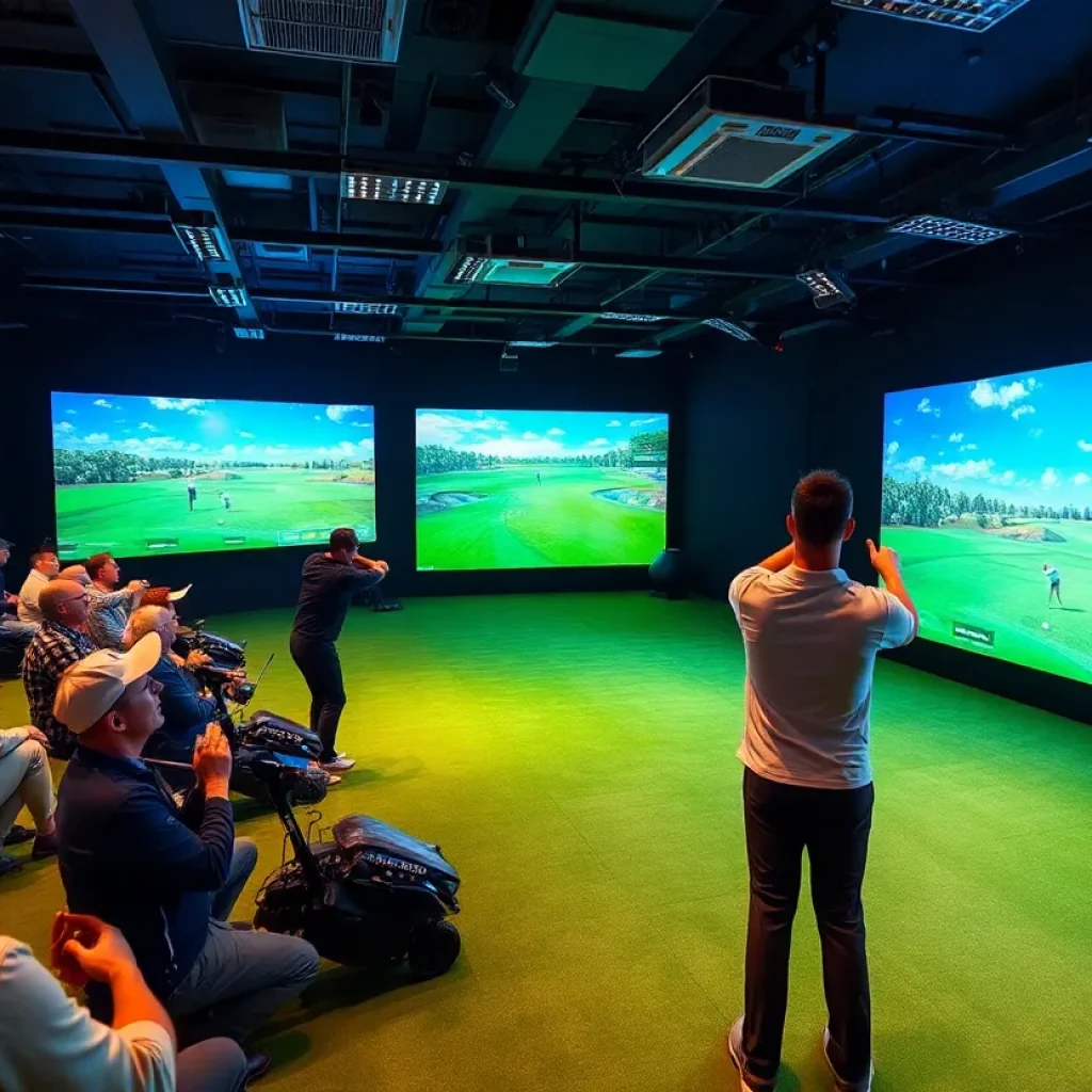 Players competing in the GOLFZON Tour virtual golf tournament