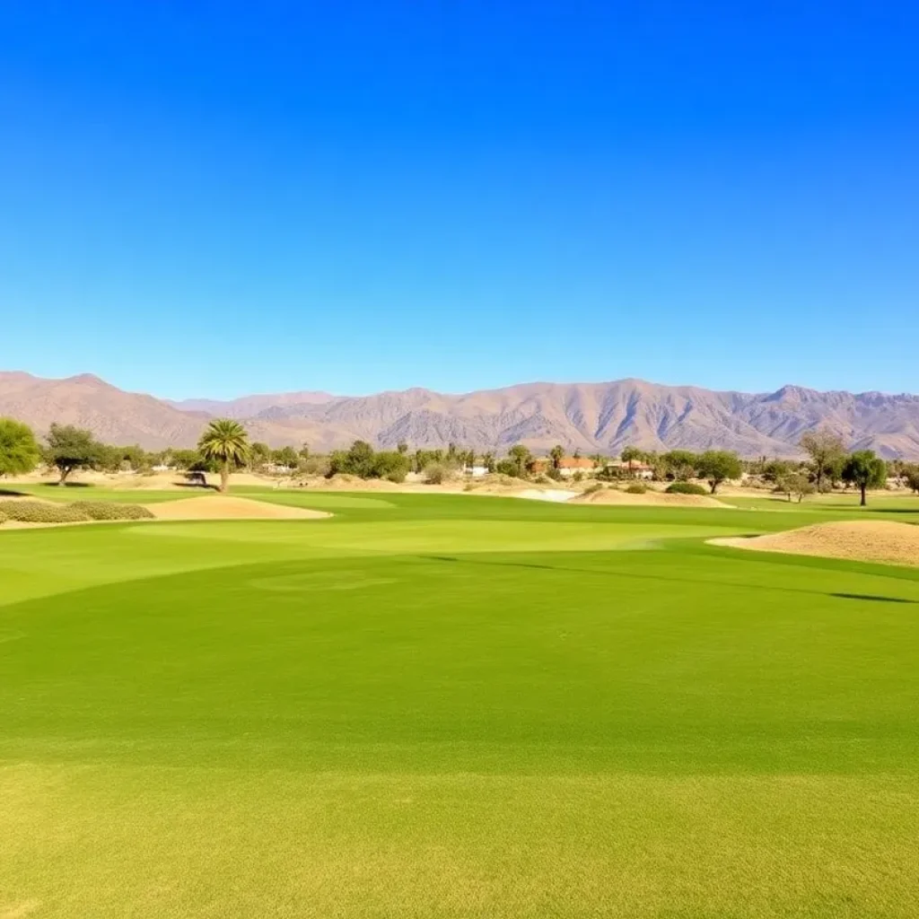 Scenic golf course in Palm Springs with mountains in the background