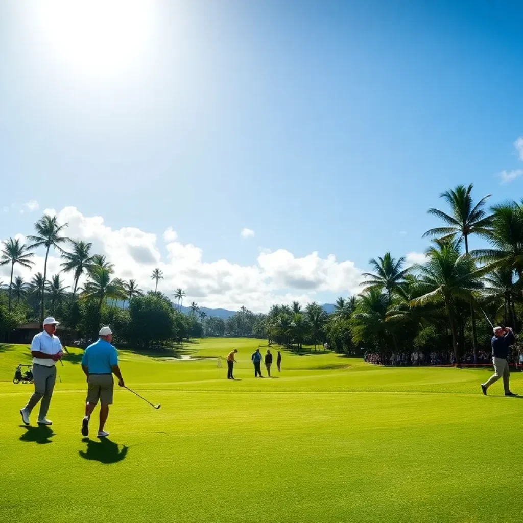 A scenic view of a golf course in Hawaii