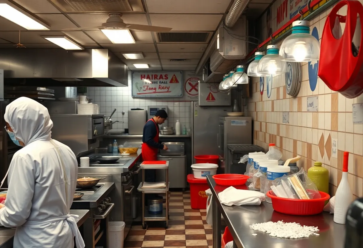 Unsafe restaurant kitchen with health violations