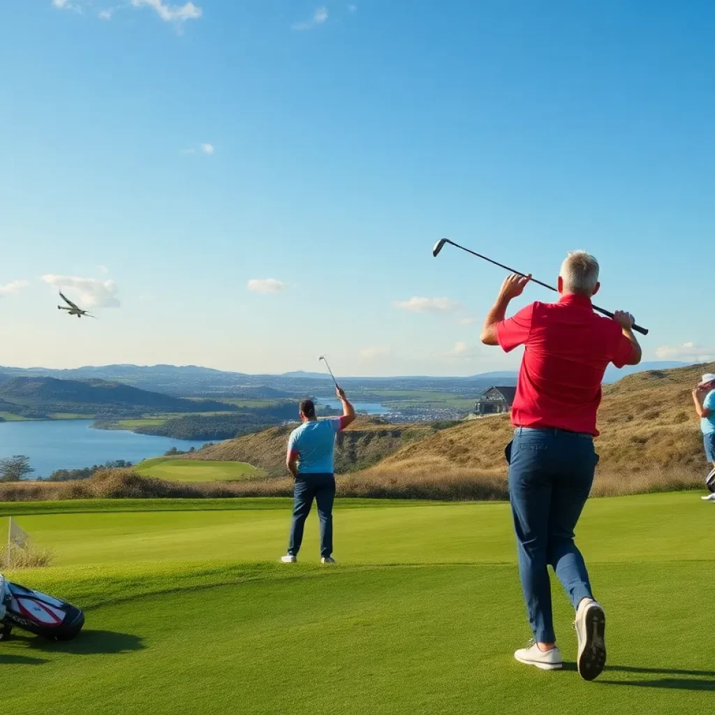 Professional golfers competing in the Challenge Tour sponsored by HotelPlanner.