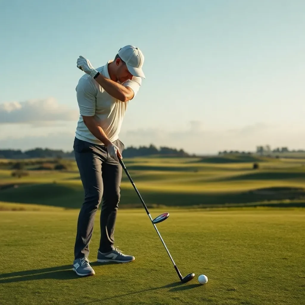 High-tech golf clubs and equipment on a golf course
