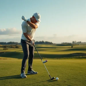 High-tech golf clubs and equipment on a golf course
