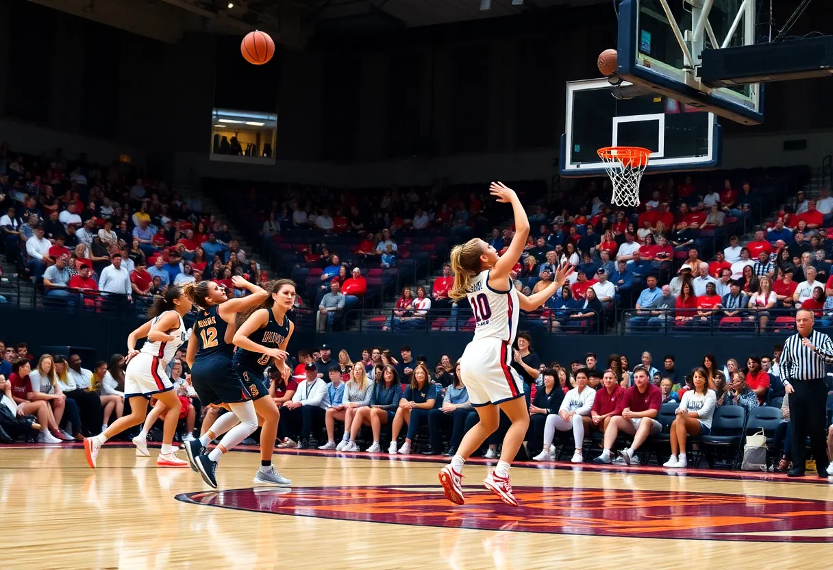 Women basketball players in action during a game