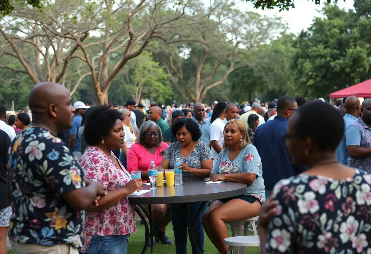Community members enjoying a gathering at Azalea Park in Orlando, Florida.