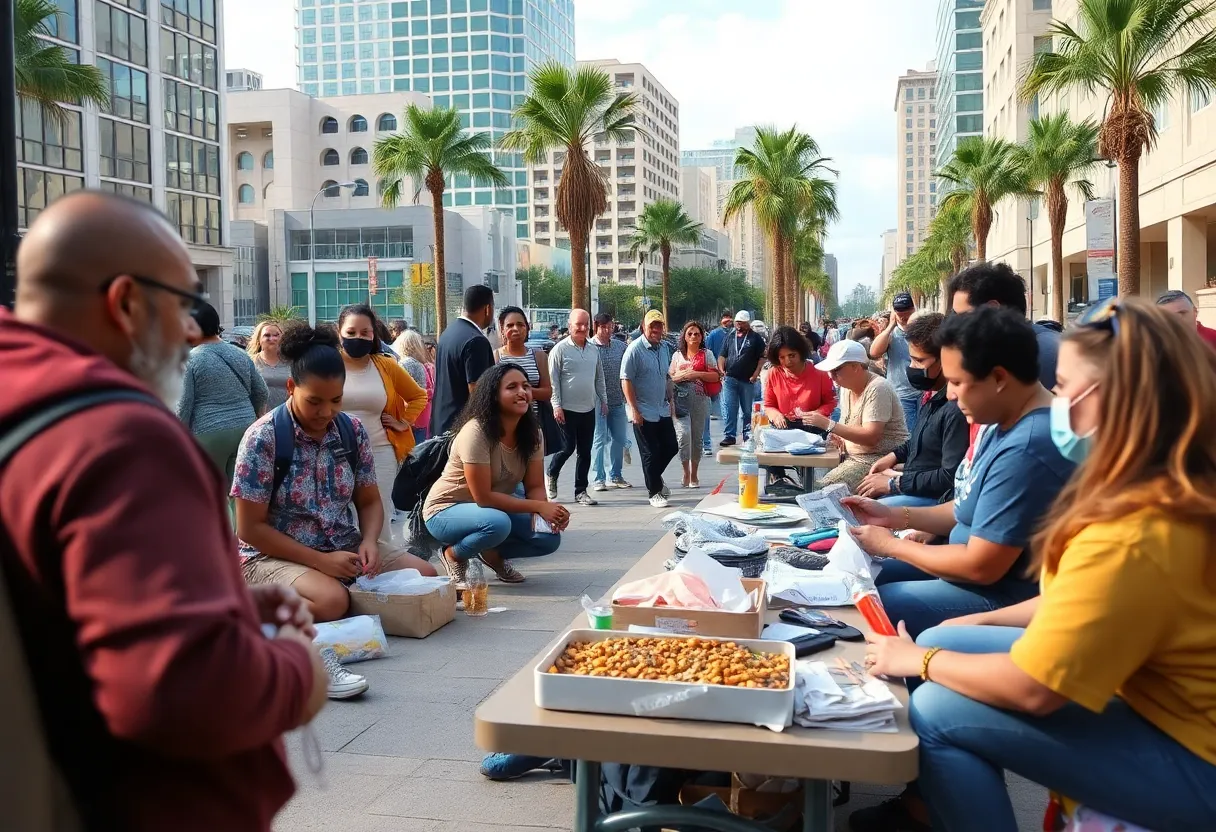Community members in Orlando working together to support the homeless population.