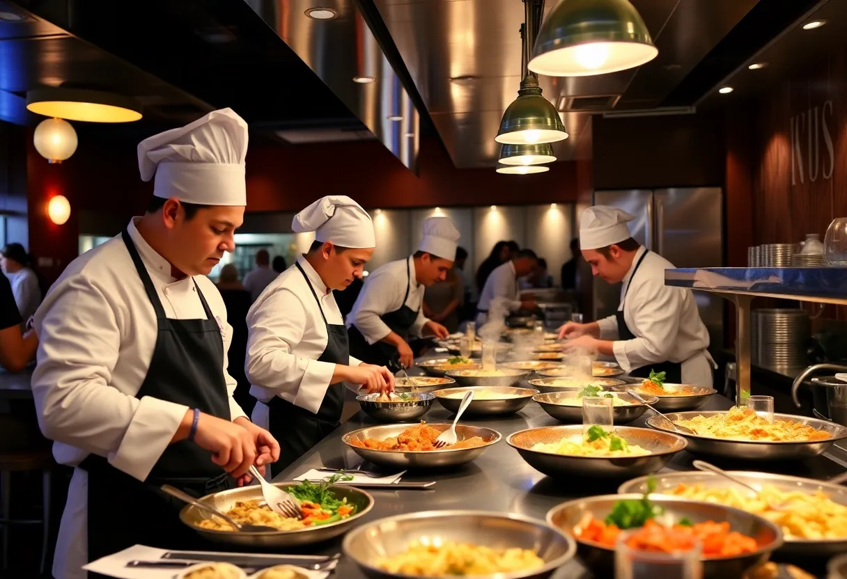 Chefs preparing dishes during Orlando Dining charity event