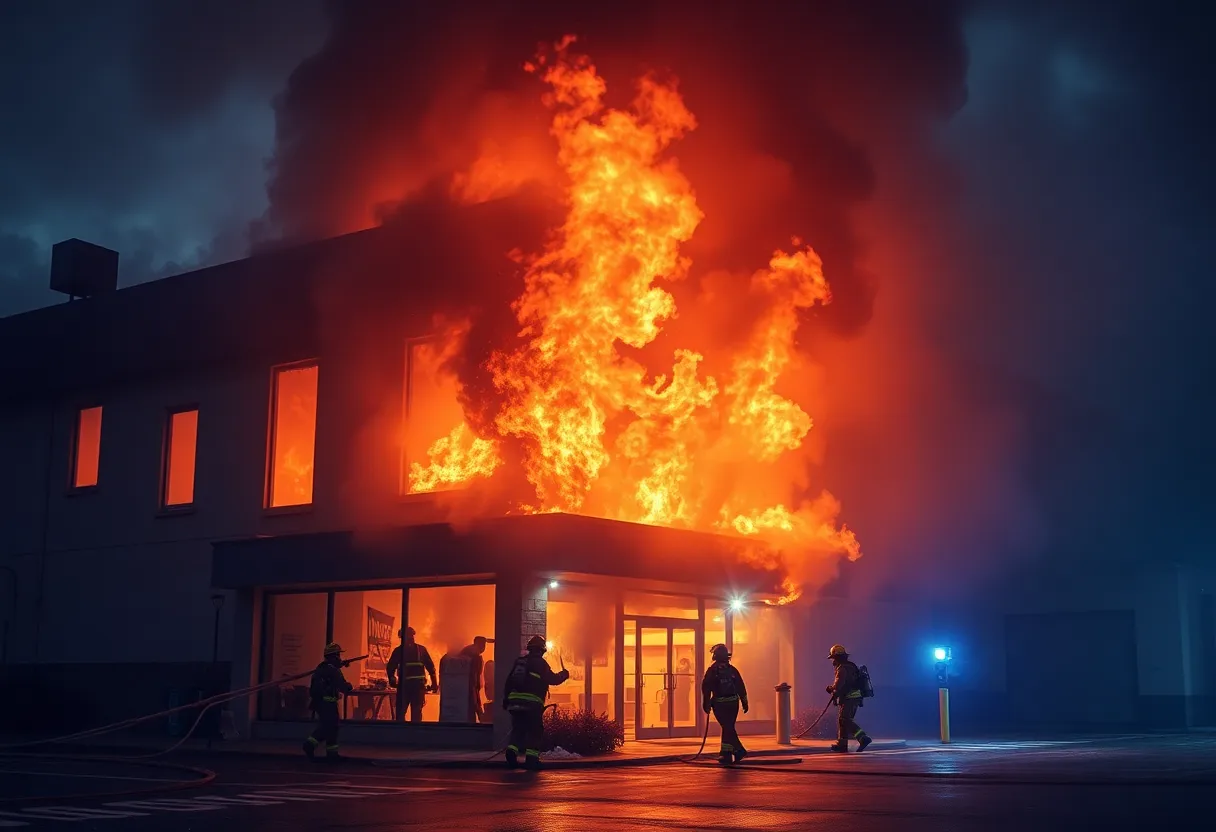 Firefighters respond to a fire incident in Orlando, showcasing intense flames and smoke.