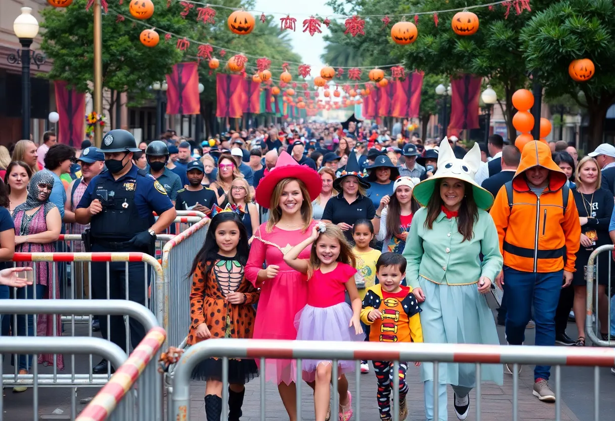 Families celebrating Halloween in Orlando with safety measures in place