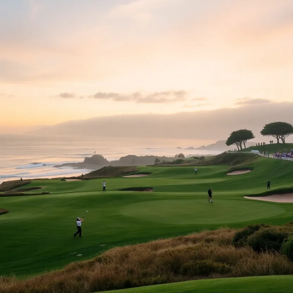 Pebble Beach golf course with coastal cliffs
